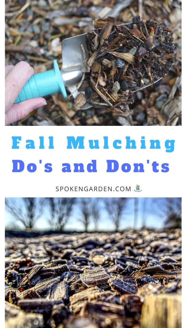 Fall mulching with text overlay.